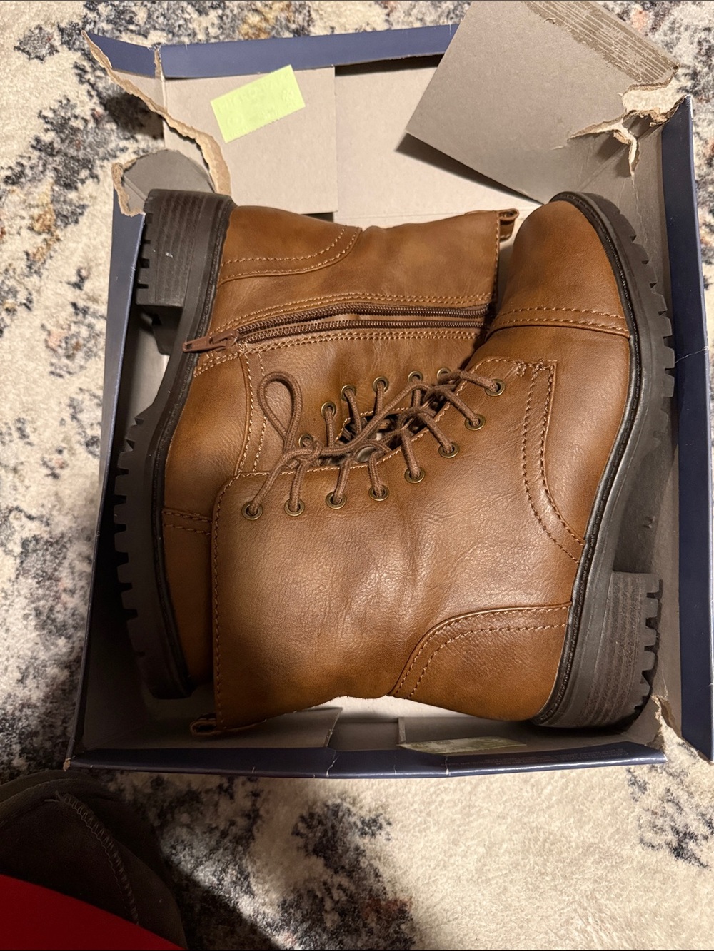 Universal Thread women's Tan Lace-Up Side-Zip Combat Boots